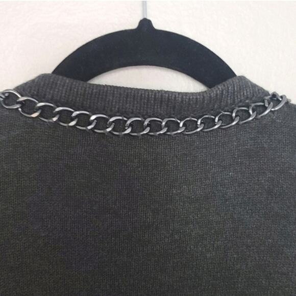 Michael Kors Women’s Cardigan Coastal Preppy Minimalist Zip Dark Gray Size M - Picture 7 of 9